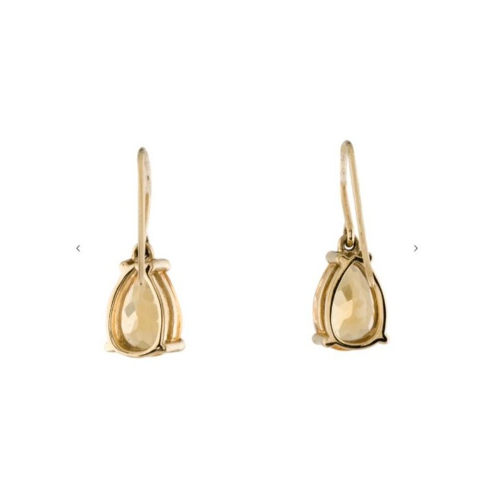 Gump's Signed 14K 4.70ctw Citrine Drop Earrings Yellow Gold Featuring Pear Cut - Picture 4 of 5